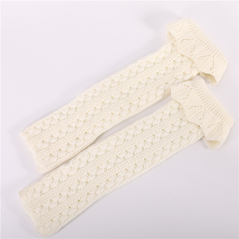 Popular Hollow Core Needle Lace Mesh Knitted Wool Introversion Warm Jacket Leg Knee Socks